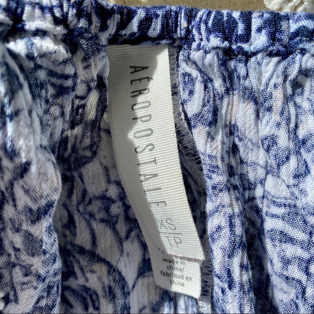 Aeropostale Crochet Open Back Navy White Medallion Print Boho Tank Top Sz XS - Picture 4 of 6